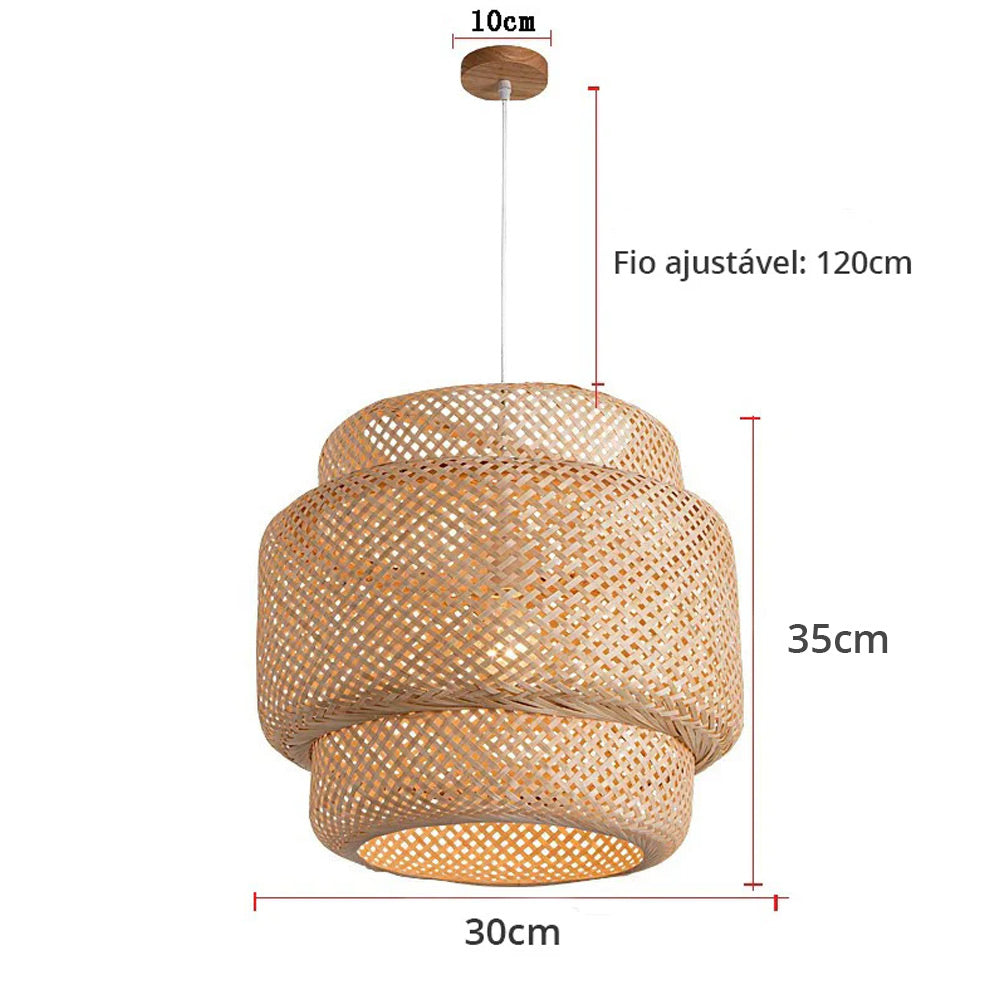Luminária Pendente em Bambu Natural - Design Elegante para Decoração