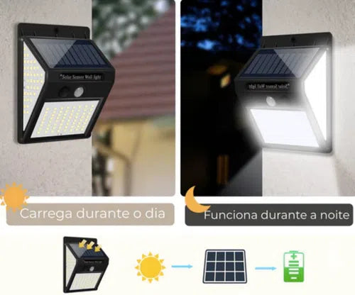 Luminária Solar LED Impermeável com Sensor de Movimento