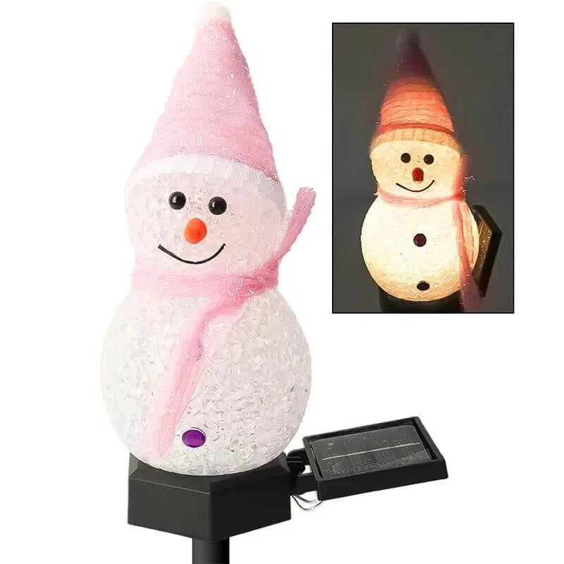 Luminária Solar em Forma de Bonecos de Neve - Decoração Natalina para Exterior