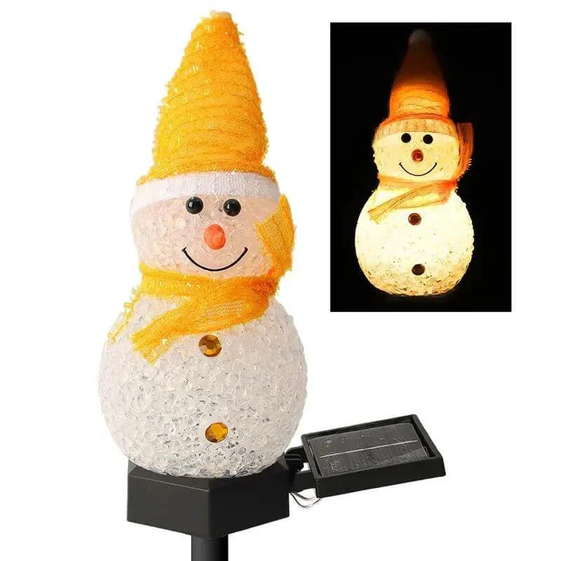 Luminária Solar em Forma de Bonecos de Neve - Decoração Natalina para Exterior