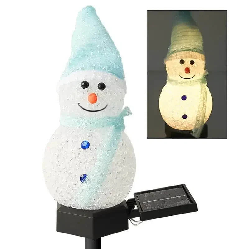 Luminária Solar em Forma de Bonecos de Neve - Decoração Natalina para Exterior