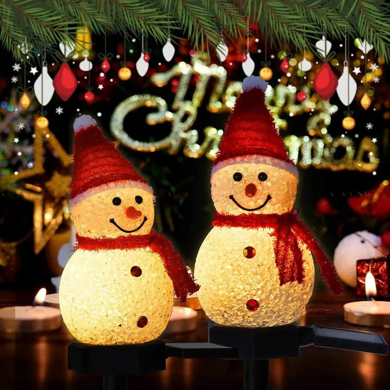 Luminária Solar em Forma de Bonecos de Neve - Decoração Natalina para Exterior