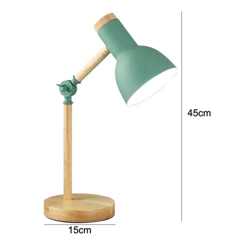 Luminária de Mesa Articulada com Acabamento em Madeira Natural