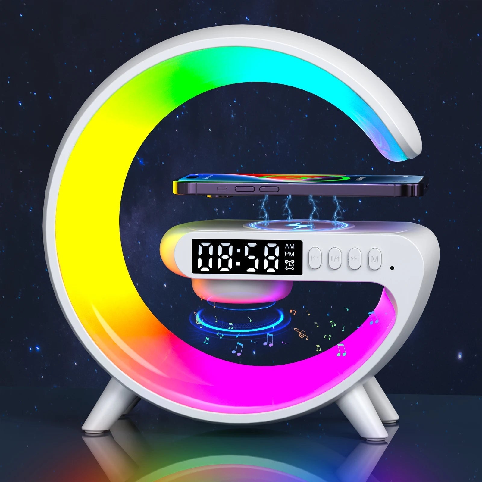 Luminária de Mesa Inteligente com Alto-falante Bluetooth Multifuncional