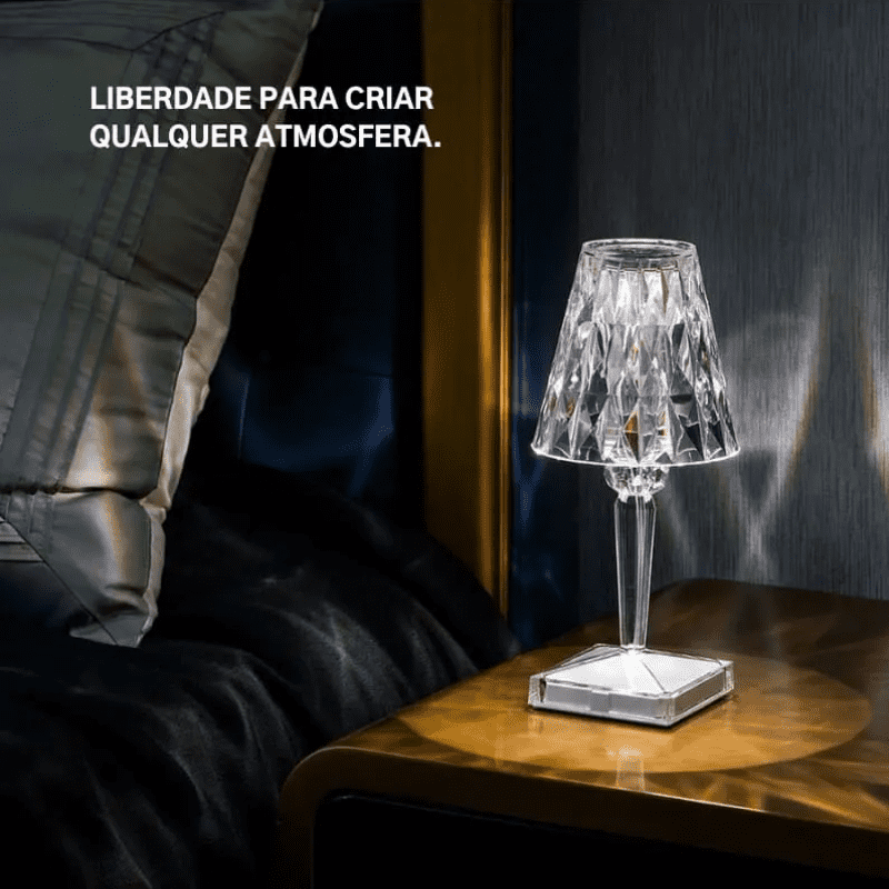 Luminária de Mesa LED Diamante USB 3 em 1 Sem Fio - Iluminação Moderna e Portátil