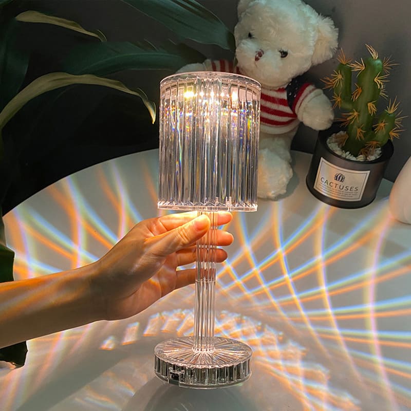 Luminária de Mesa LED Recarregável Sem Fio em Cristal - Iluminação Moderna