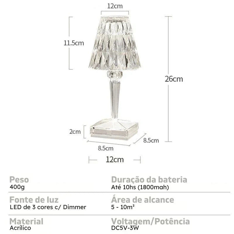 Luminária de Mesa LED Sem Fio 3 em 1 Premium - Iluminação Moderna e Funcional