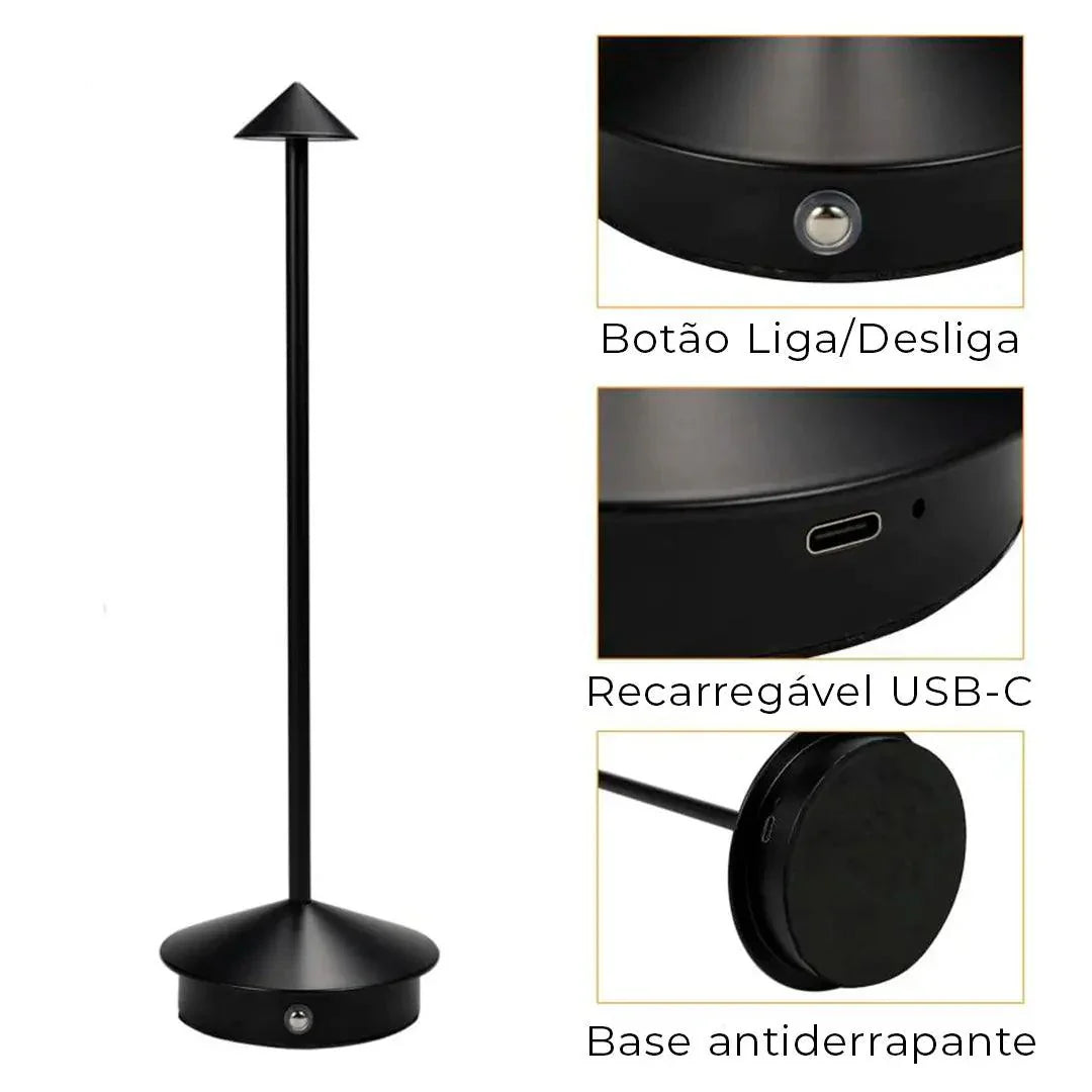 Luminária de Mesa Portátil Dilla - Iluminação Compacta e Moderna para Escritório e Estudo