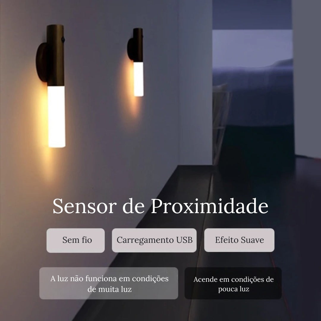Luminária de Parede LED Recarregável Sem Fio com Sensor de Movimento