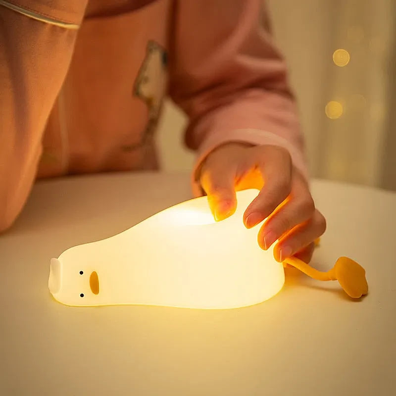 Luminária de Silicone em Forma de Patinho para Crianças