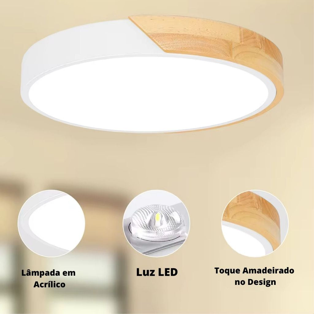 Luminária de Teto LED Redonda Estilo Nórdico – Plafon Moderno para Iluminação