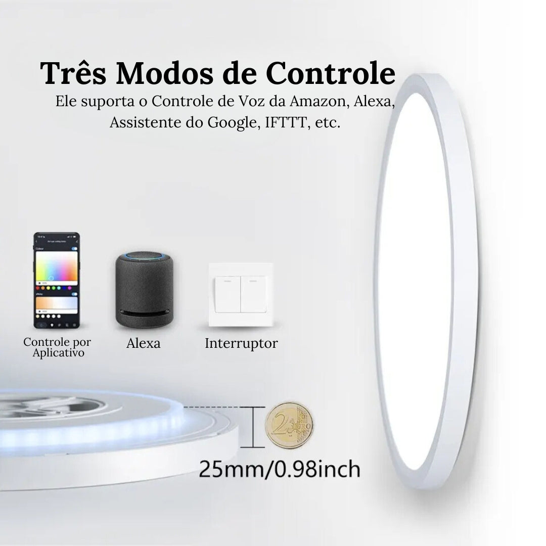 Luminária de Teto LED Redonda Inteligente Compatível com Alexa e Google Home