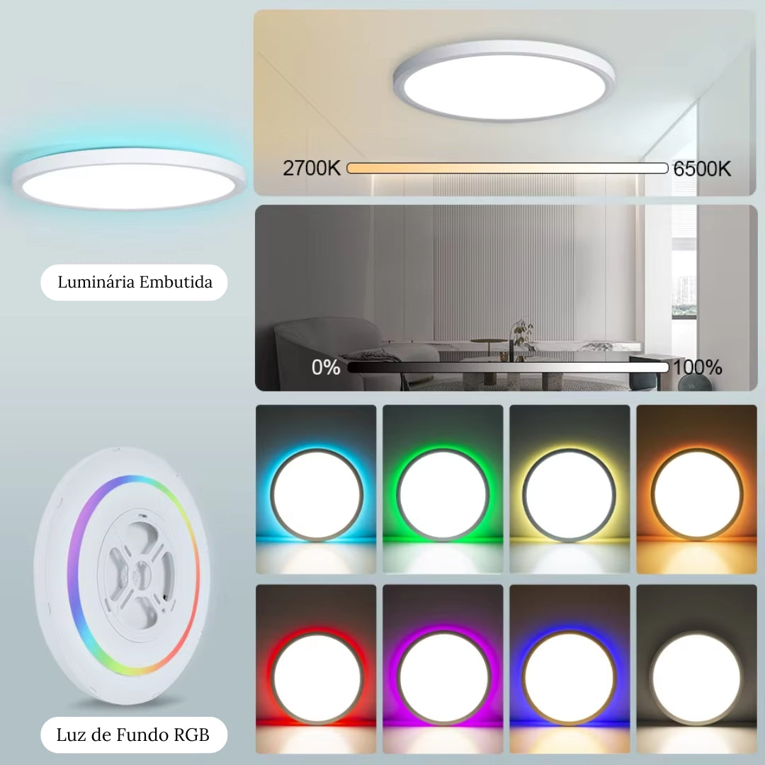 Luminária de Teto LED Redonda Inteligente Compatível com Alexa e Google Home