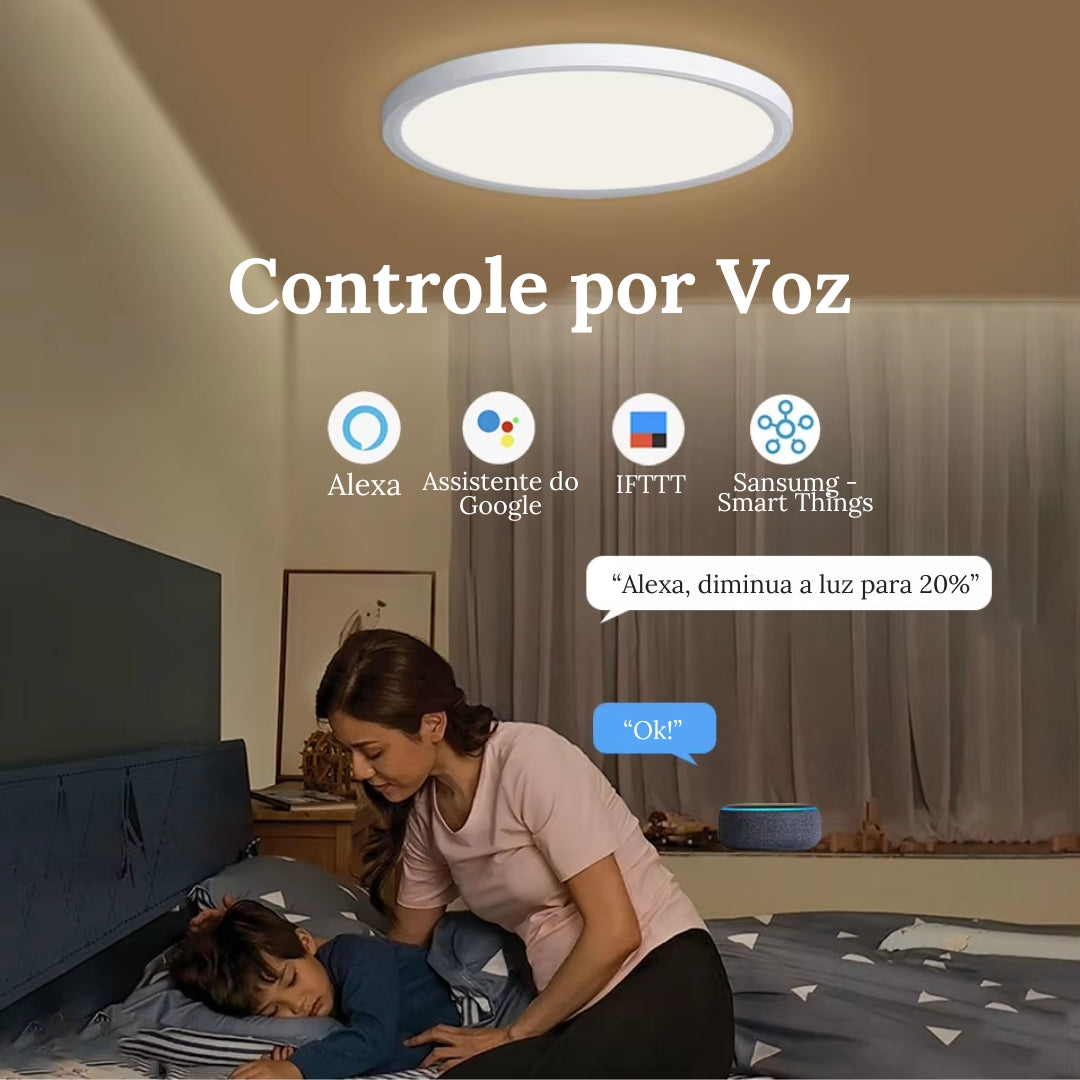 Luminária de Teto LED Redonda Inteligente Compatível com Alexa e Google Home