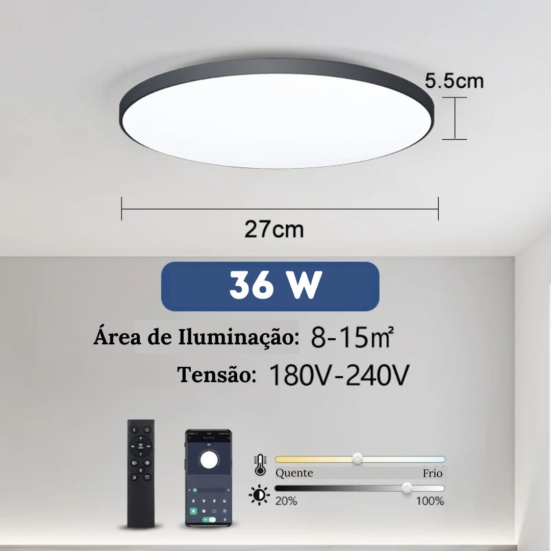 Luminária de Teto Redonda LED Plafon Moderno com Controle Remoto