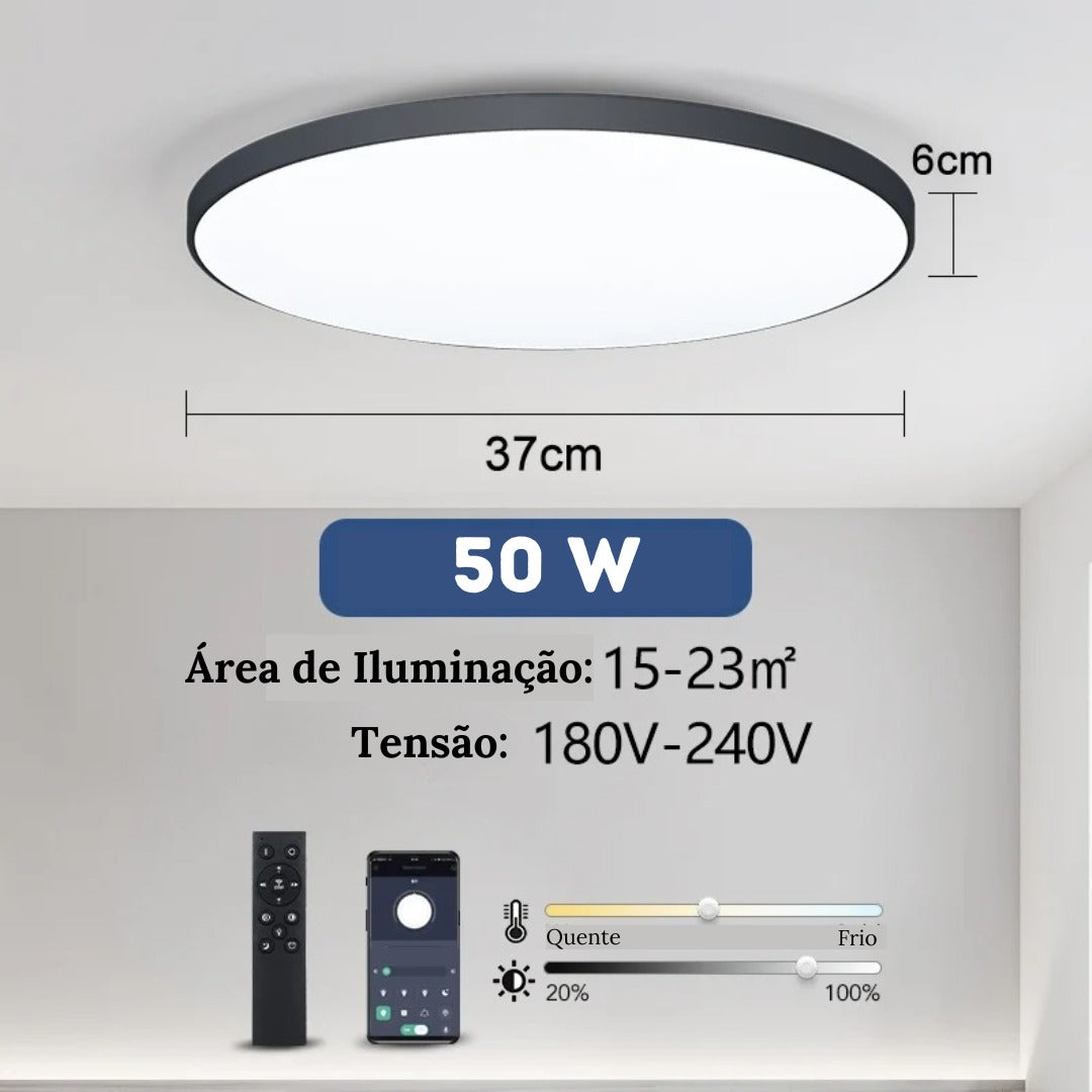 Luminária de Teto Redonda LED Plafon Moderno com Controle Remoto