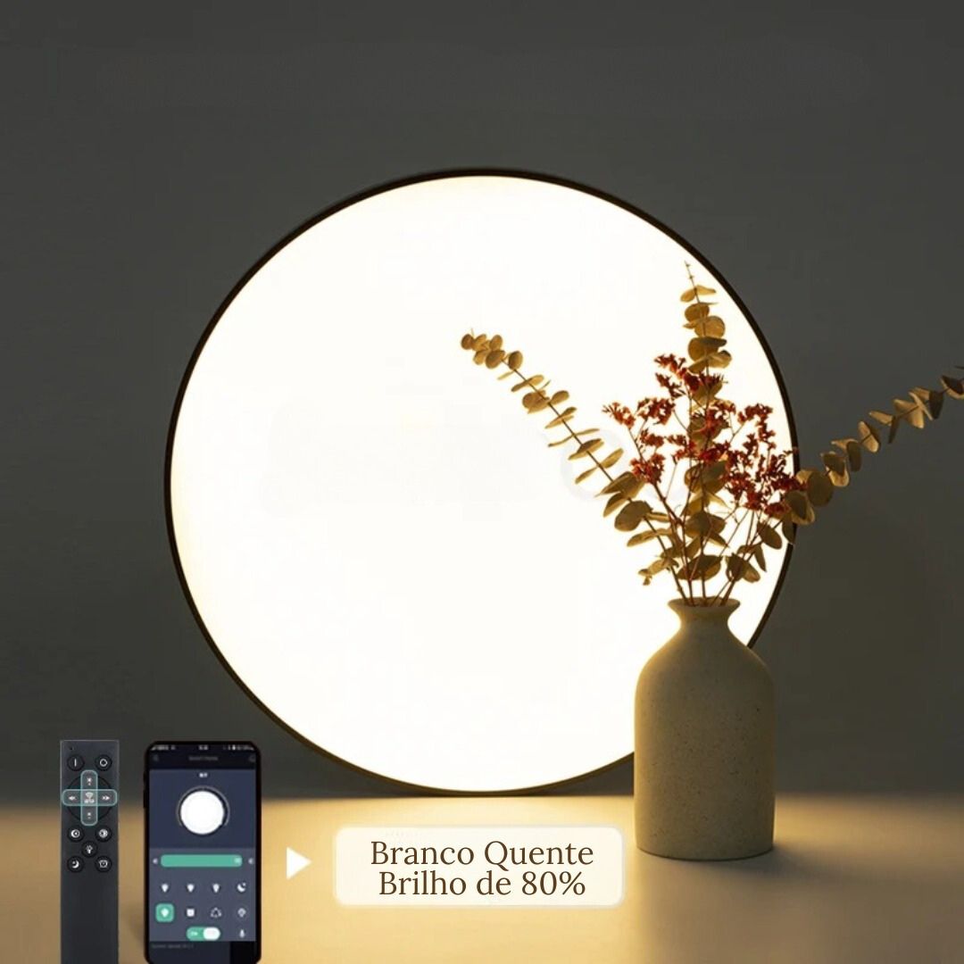 Luminária de Teto Redonda LED Plafon Moderno com Controle Remoto
