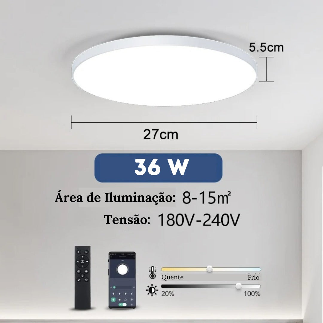 Luminária de Teto Redonda LED Plafon Moderno com Controle Remoto
