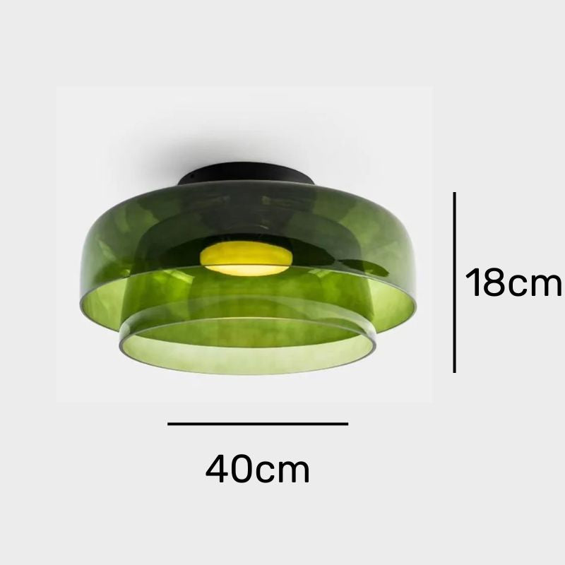 Luminária de Teto de Vidro Medieval em 2 Camadas - Iluminação Decorativa para Ambientes