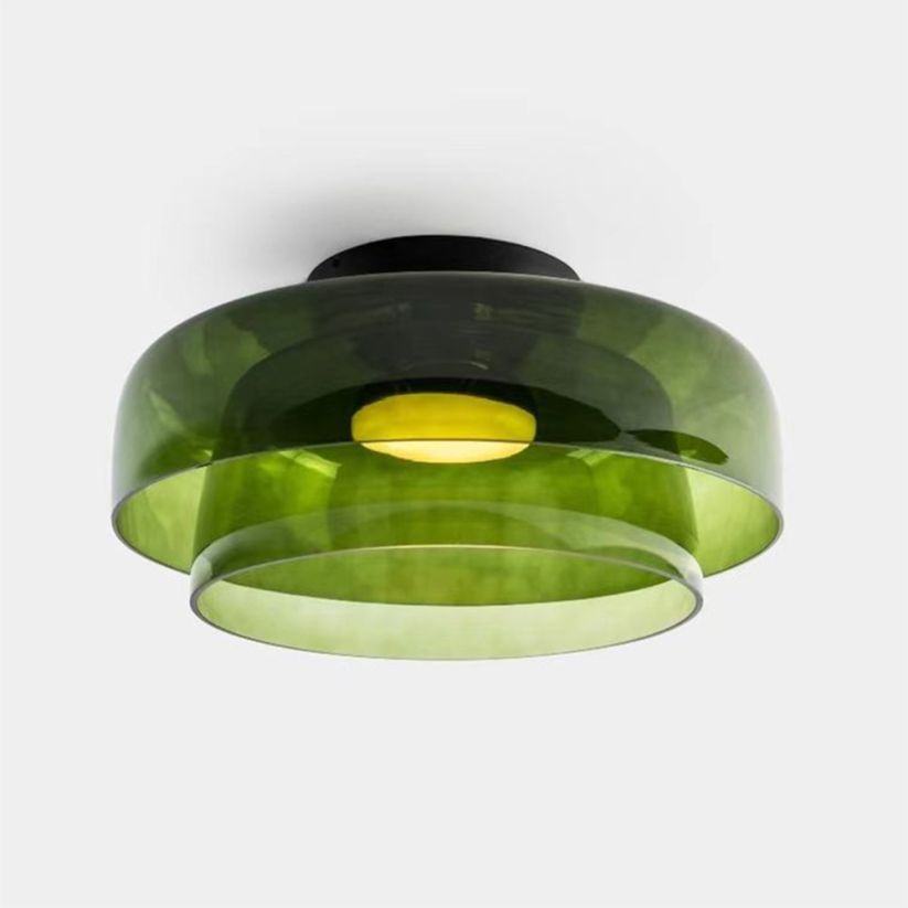Luminária de Teto de Vidro Medieval em 2 Camadas - Iluminação Decorativa para Ambientes