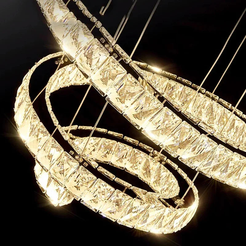 Lustre Circular de Cristal Moderno para Pendente em Sala de Jantar