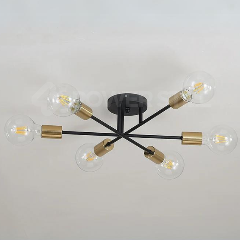 Lustre Dourado Moderno com 6 Lâmpadas - Iluminação Elegante para Ambientes