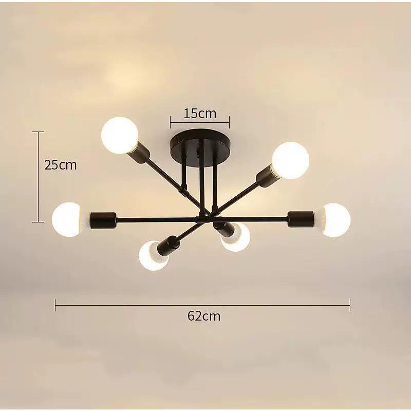 Lustre Dourado Moderno com 6 Lâmpadas - Iluminação Elegante para Ambientes