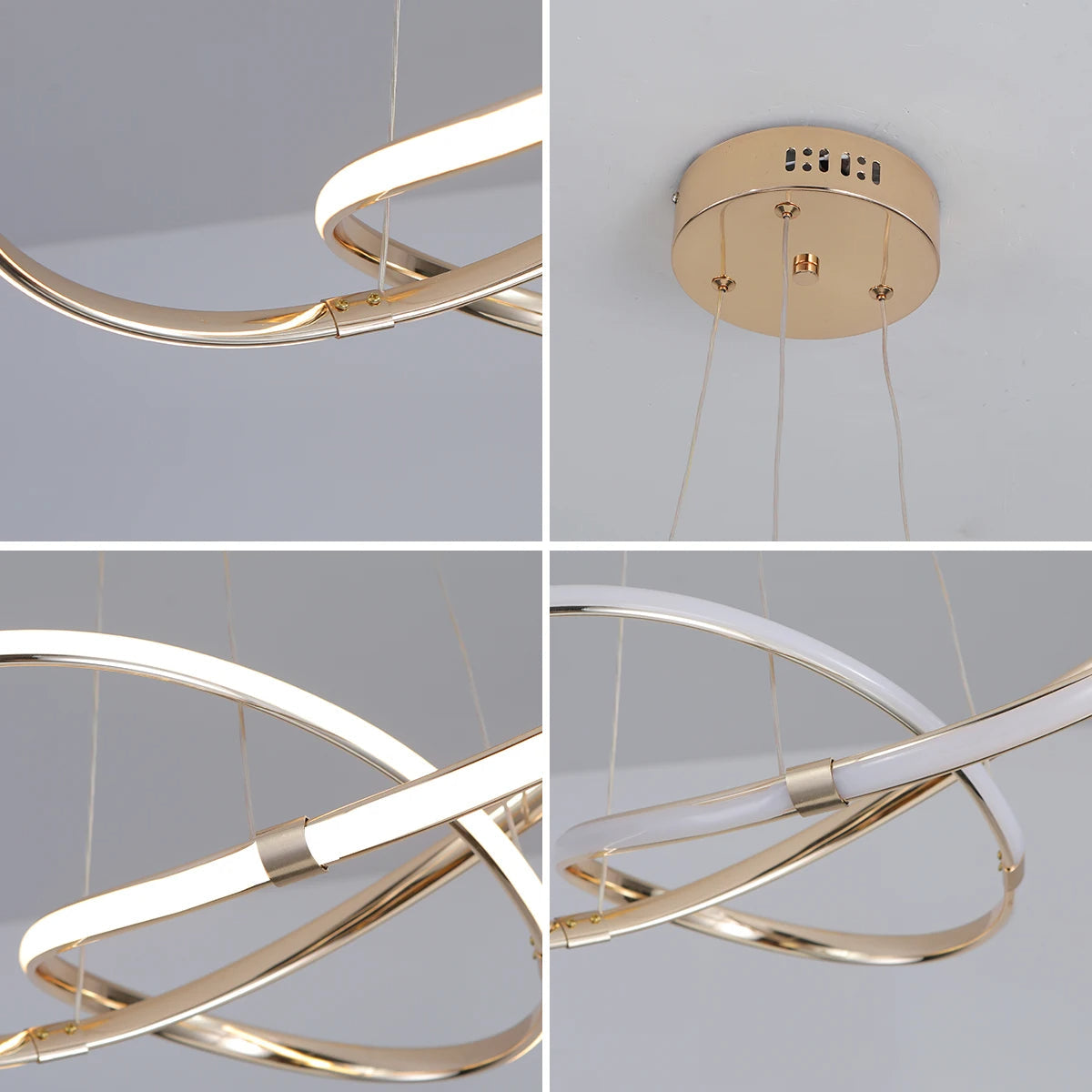 Lustre Pendente Circular Moderno Duplo com Iluminação LED