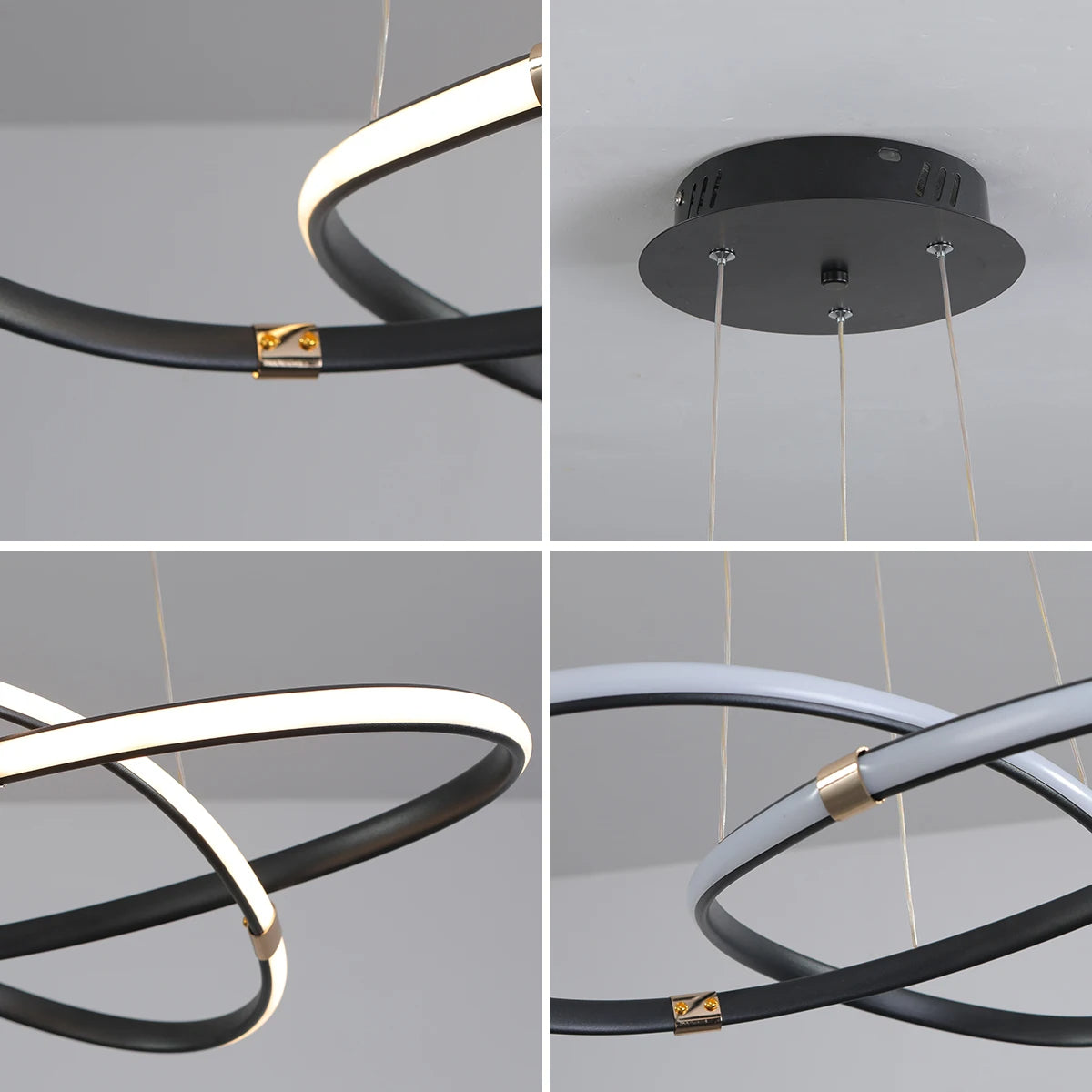 Lustre Pendente Circular Moderno Duplo com Iluminação LED