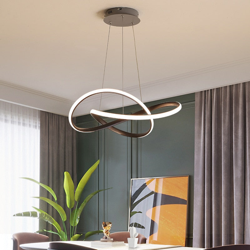 Lustre Pendente Circular Moderno Duplo com Iluminação LED