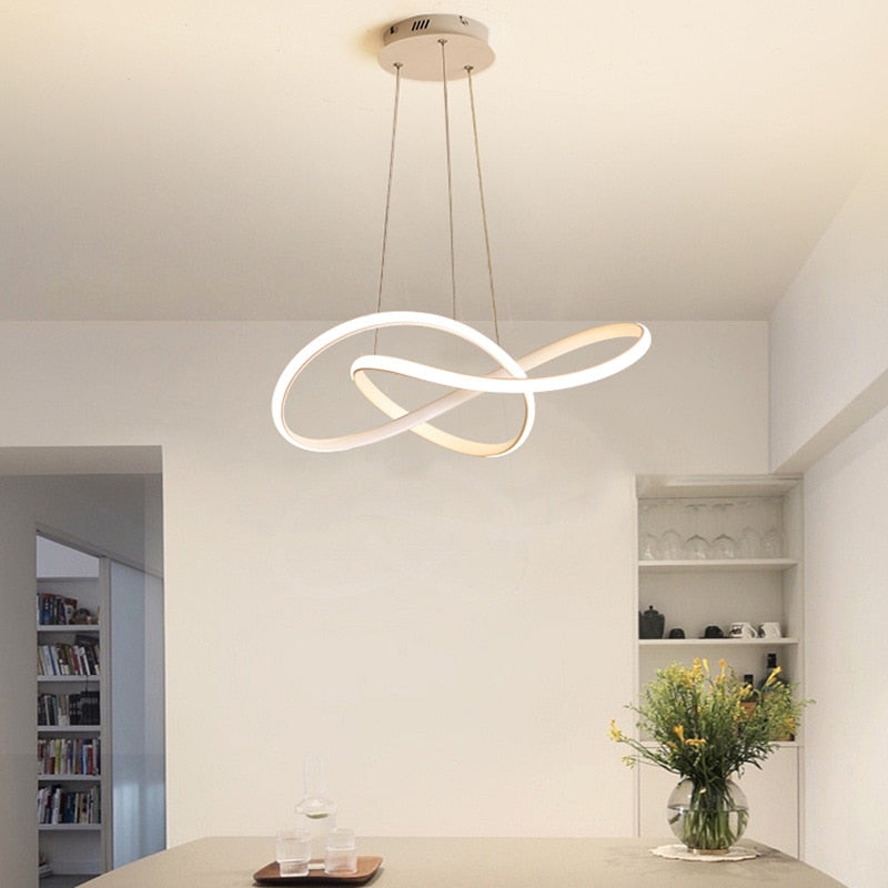 Lustre Pendente Circular Moderno Duplo com Iluminação LED