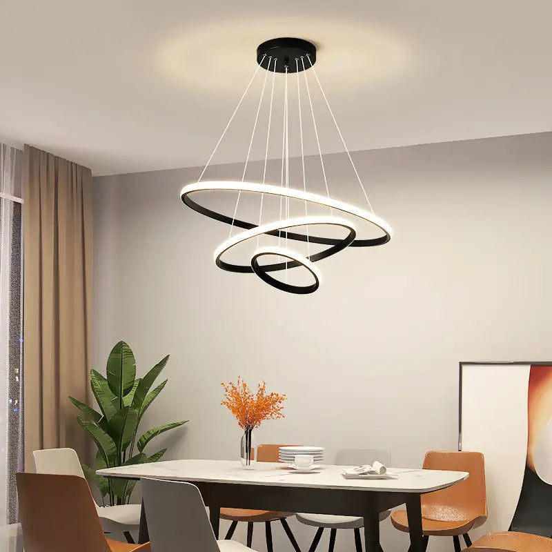 Lustre Pendente Circular Triplo com Iluminação LED