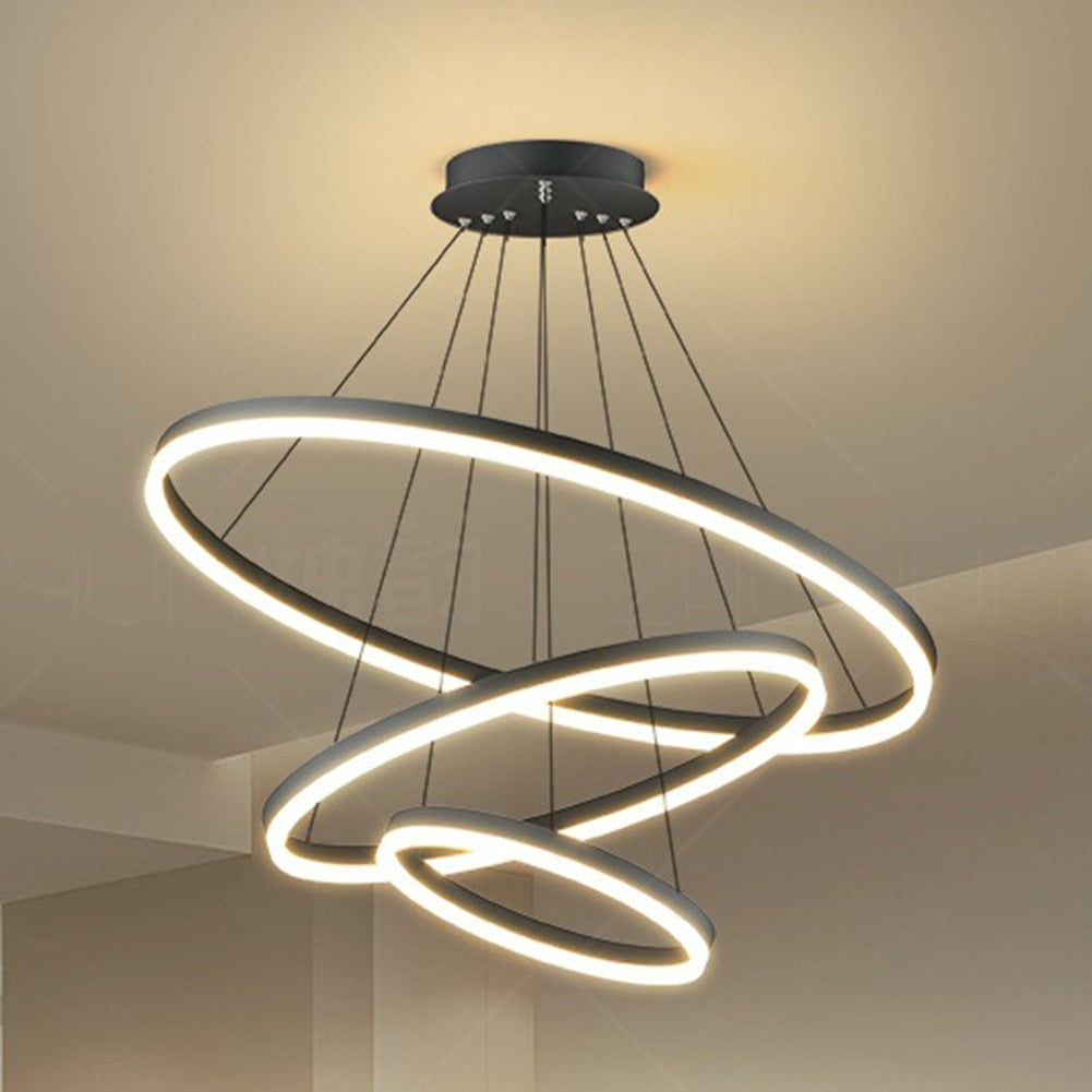 Lustre Pendente Circular Triplo com Iluminação LED