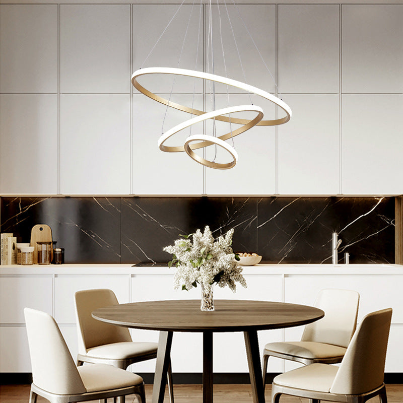 Lustre Pendente Circular Triplo com Iluminação LED