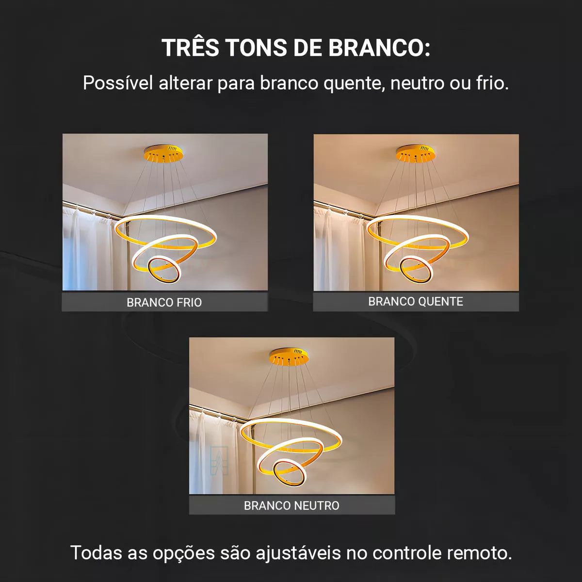 Lustre Pendente Circular Triplo com Iluminação LED