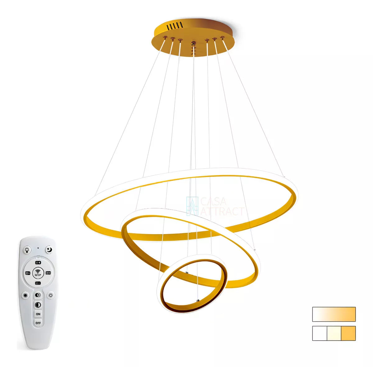 Lustre Pendente Circular Triplo com Iluminação LED