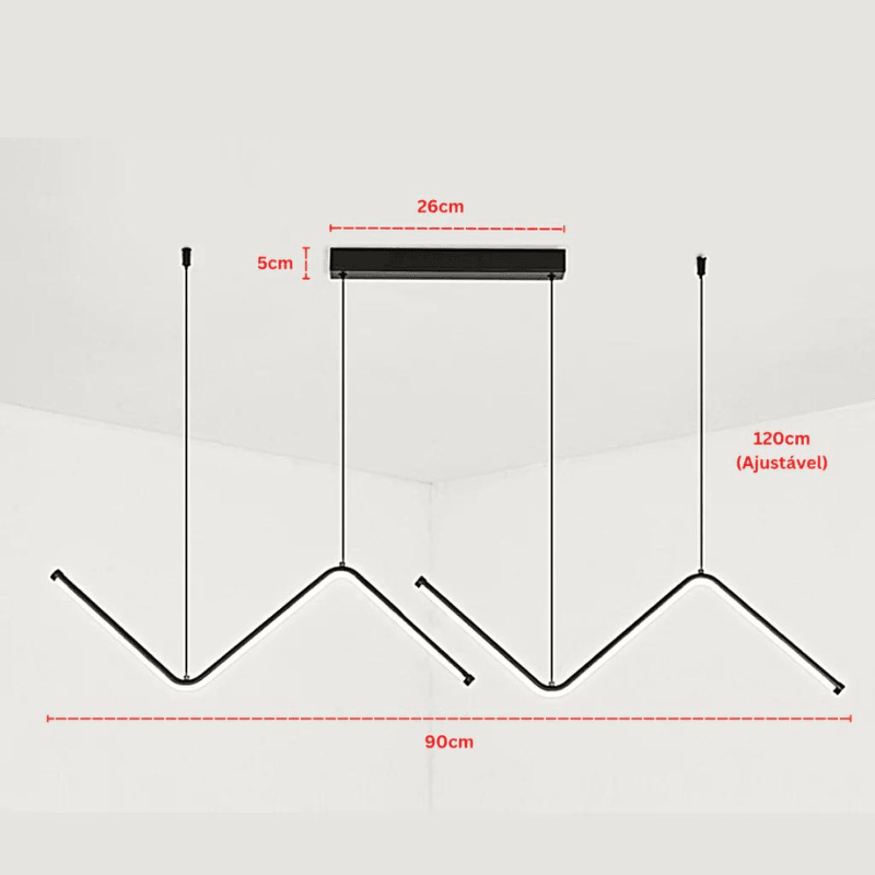 Lustre Pendente Elegante para Sala de Estar - 90 cm de Altura