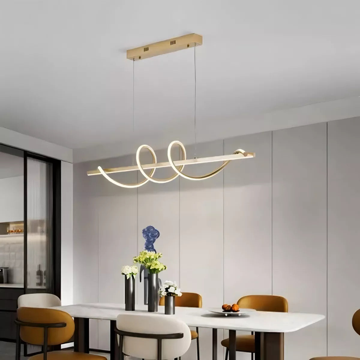 Lustre Pendente LED 45W 3 em 1 Moderno para Quarto e Sala Dourado