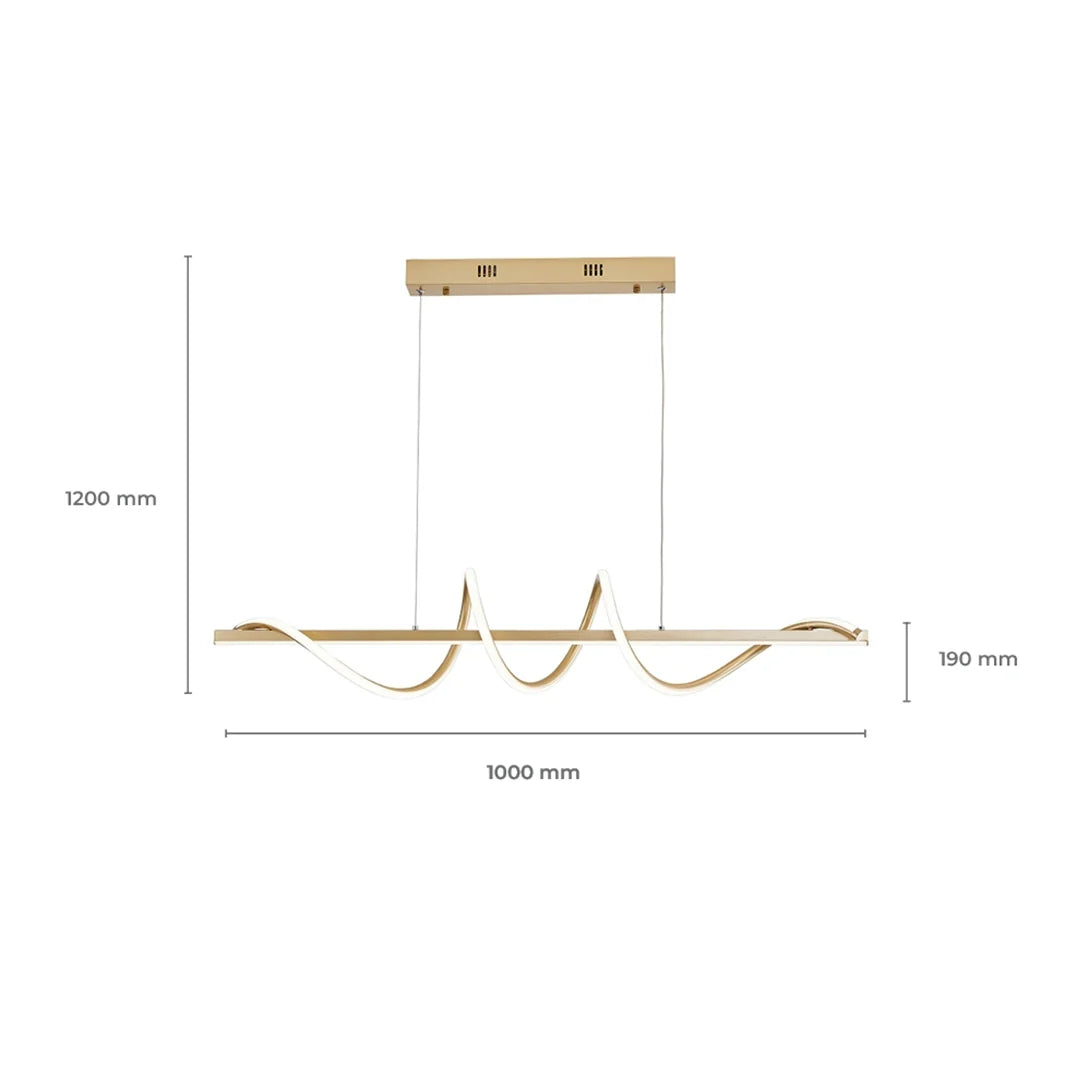 Lustre Pendente LED 45W 3 em 1 Moderno para Quarto e Sala Dourado