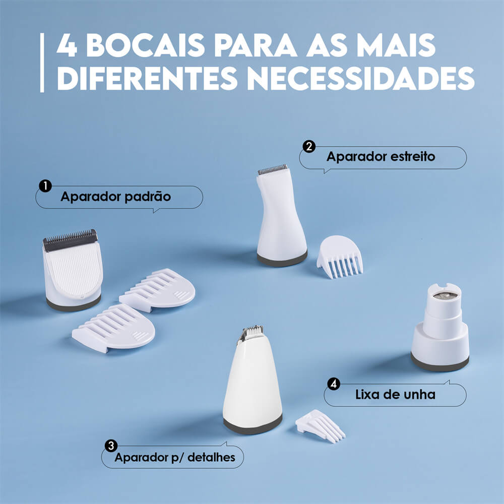Máquina 3 em 1 para Cortar Pelos e Lixar Unhas - Acessório de Beleza Multifuncional