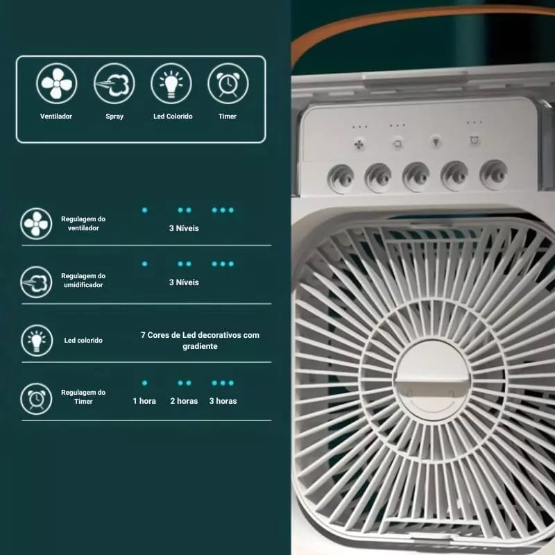 Mini Ar Condicionado Ventilador de Mesa e Umidificador Compacto