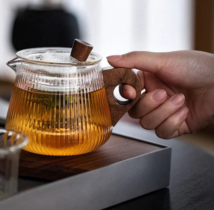Mini Bule Canelado com Infusor de Chá - Acessório para Preparo de Bebidas