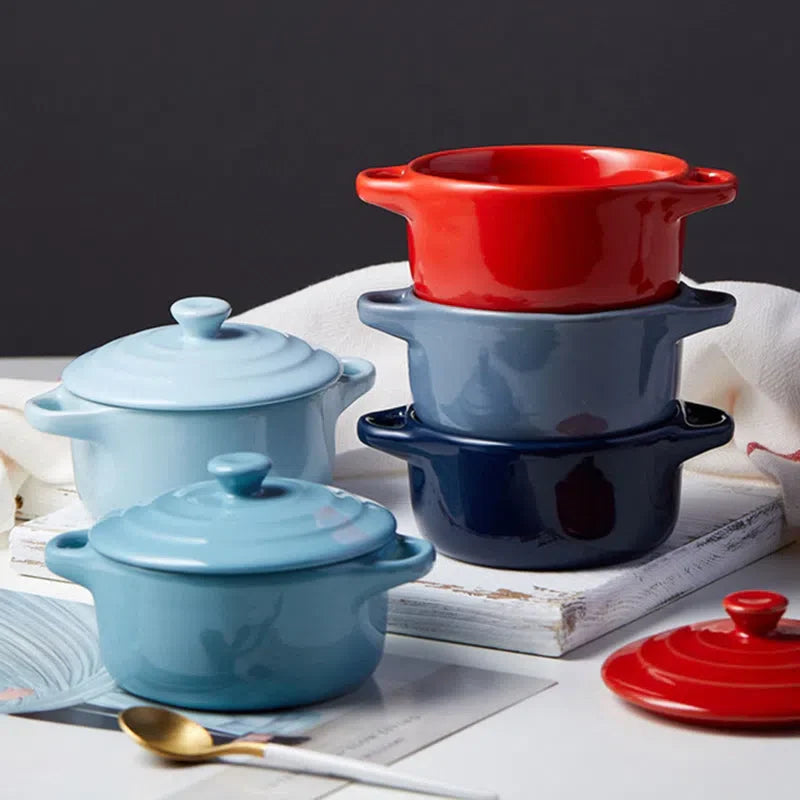 Mini Caçarola de Cerâmica para Cozinha - Utensílio de Cozimento Compacto