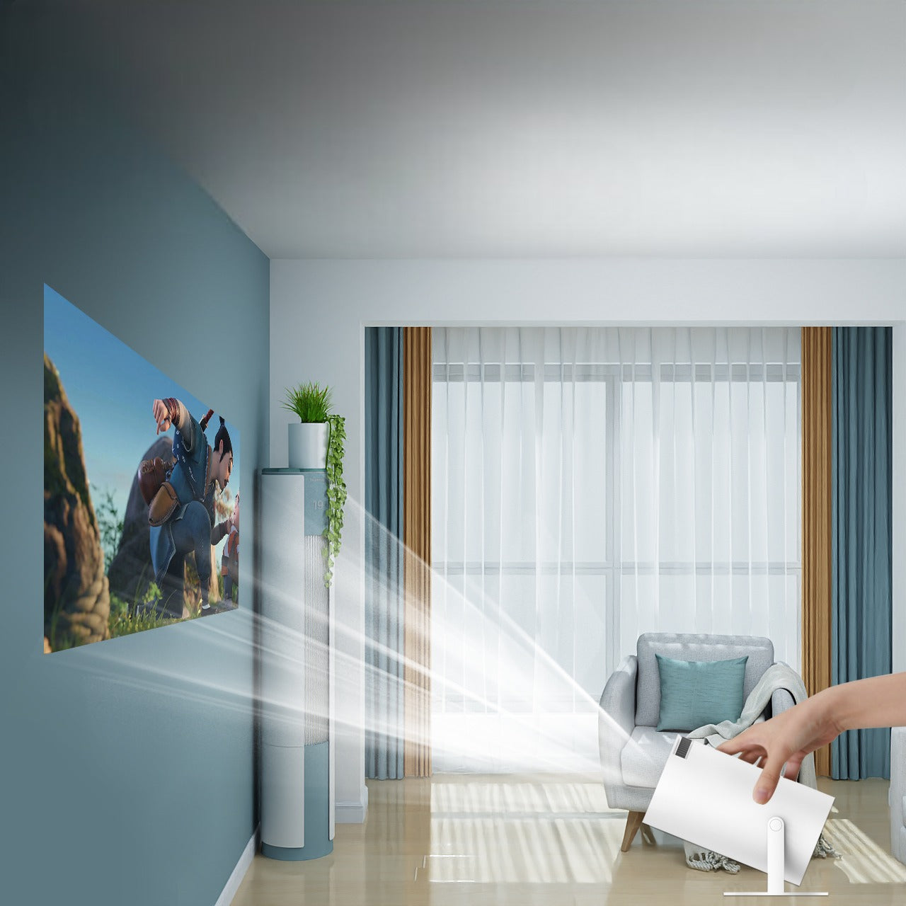 Mini Projetor Smart TV 4K - Projetor Portátil para Cinema em Casa