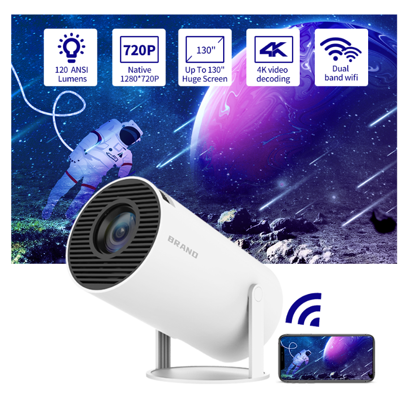 Mini Projetor Smart TV 4K - Projetor Portátil para Cinema em Casa