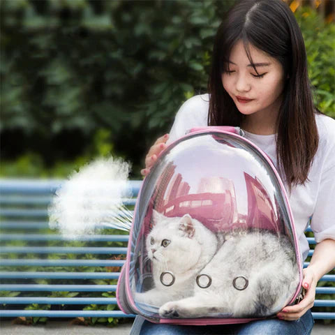 Mochila de Transporte Transparente para Gatos con Ventanas de Visibilidad