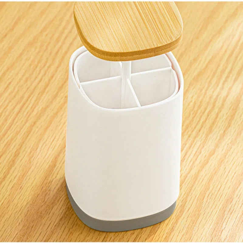 Organizador Automático com Tampa de Bambu para Objetos