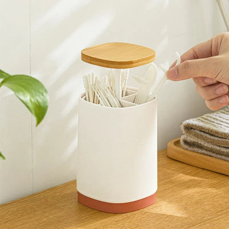 Organizador Automático com Tampa de Bambu para Objetos