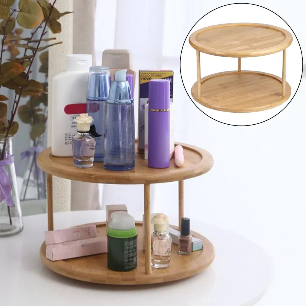 Organizador Rotativo de Bambu para Casa e Escritório