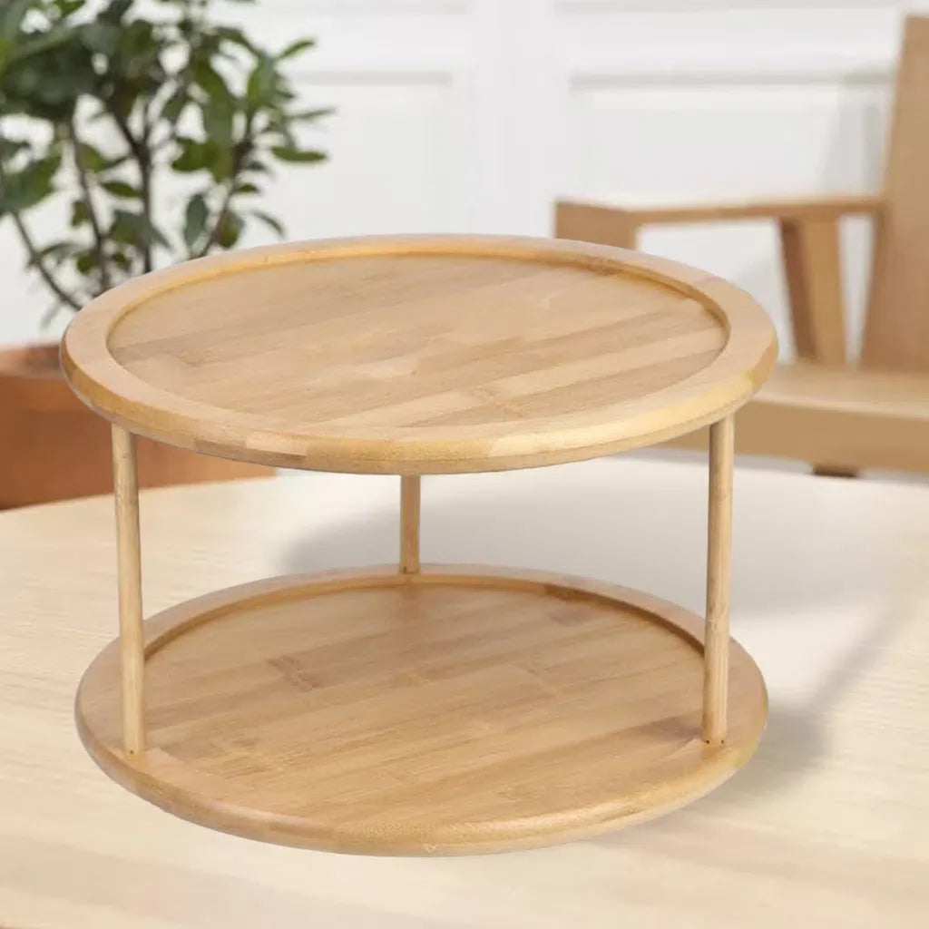 Organizador Rotativo de Bambu para Casa e Escritório
